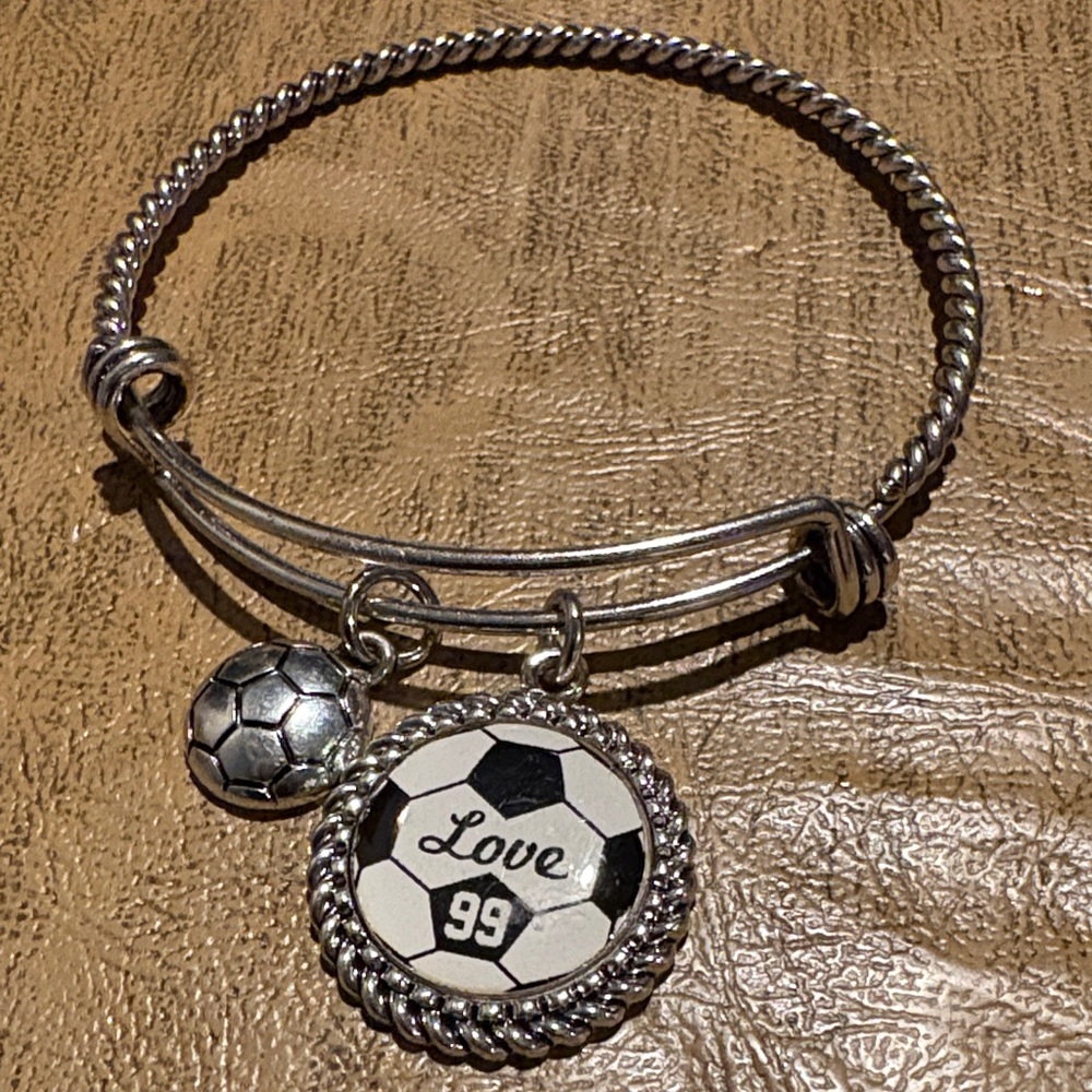 Silver Soccer Charm Bracelet